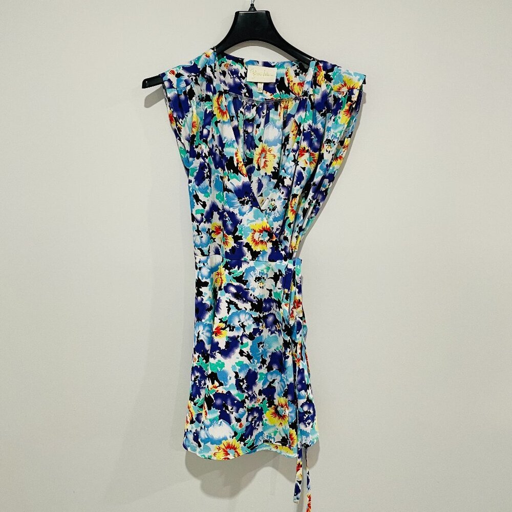 Yumi Kim Women Blue Colorful Flowers Wrap Dress Size XS
